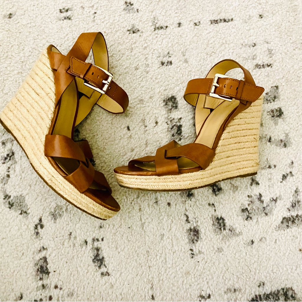 Michael Kors Giovanna Leather Espadrille Wedge Sandal 9.5